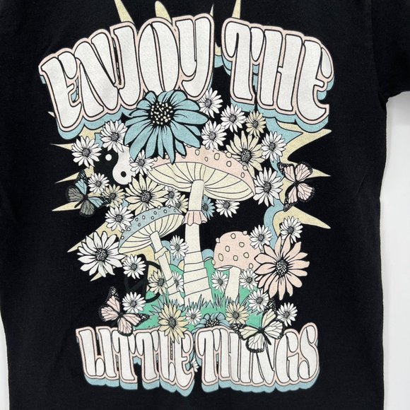 Urban Nation Enjoy The Little Things Flower Mushroom Graphic Tee Shirt Size XS - Picture 2 of 8